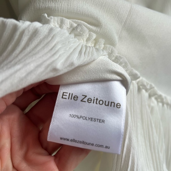 Elle Zeitoune - white tie strap midi ruffled kick-pleat party dress - Small - Picture 13 of 15